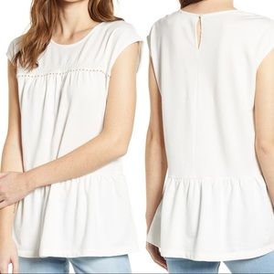 NWT Caslon cap sleeve peplum top Small